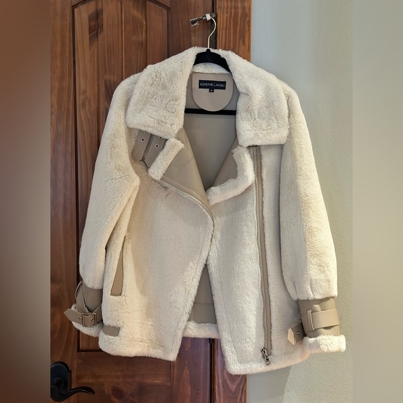 Adrienne Landau Faux Fur Jacket in Ivory Women’s M - Picture 2 of 11